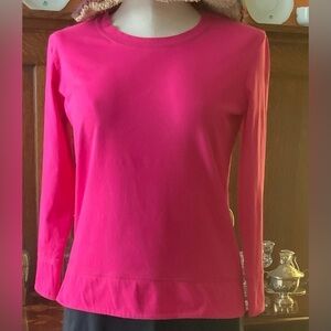 Barry Bricken Raspberry Cotton Stretch 3/4 Sleeve Top